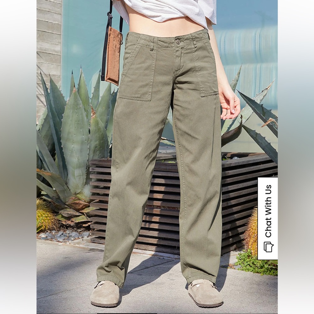 John Galt Olive Low Rise Utility Pants